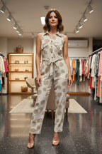 Jumpsuit Blatt Beige - Mein Shop